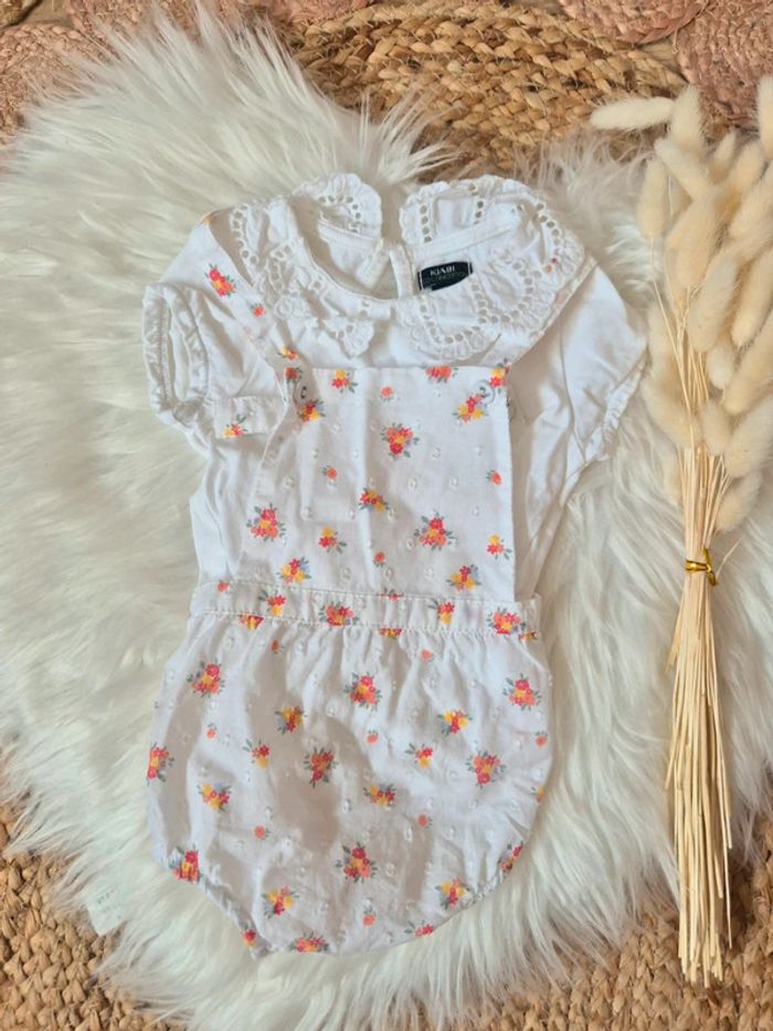 🤍 Magnifique barboteuse fleuri + t-shirt Kiabi 12 mois