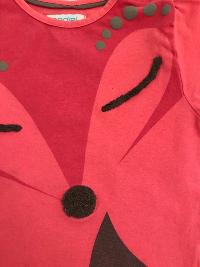 Tee-shirt Manches Longues Rouge et rose foncé - photo numéro 2