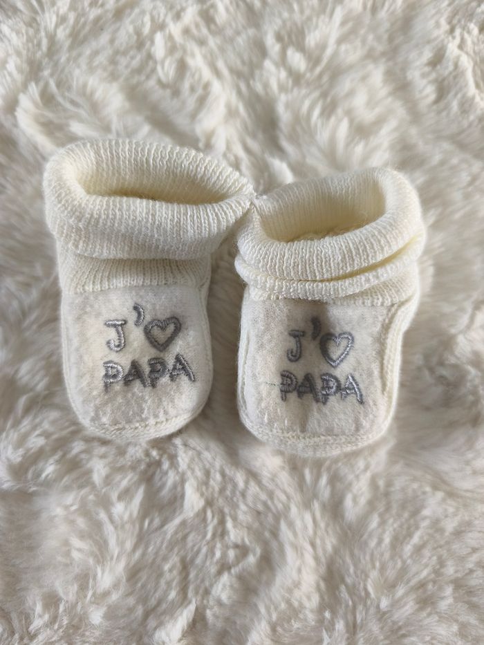 Chaussons écru j'aime papa sans marque taille naissance