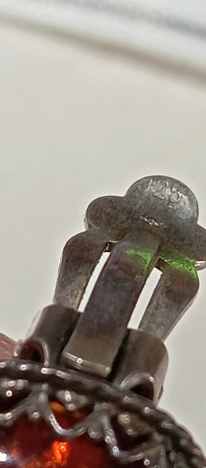 Clips d'oreilles ancien ambre et argent - photo numéro 13