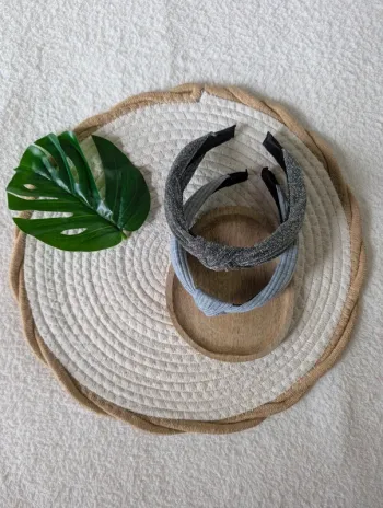 🎀 Lot de serre-têtes – gris pailleté & gris clair