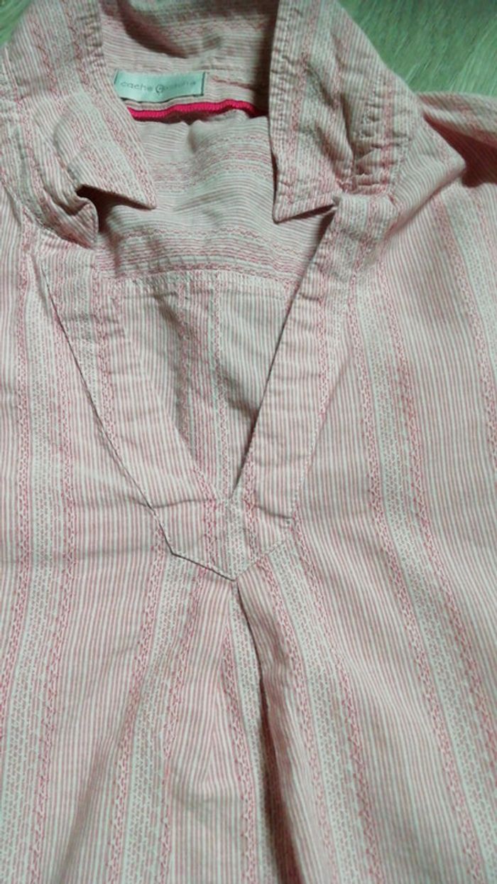 Blouse rose fines rayures cache cache 38 - photo numéro 4
