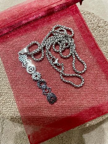 Magnifique collier 7  chakras en acier inoxydable 