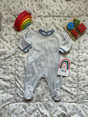 pyjama grenouillère en velours bleu 6 mois petit bateau