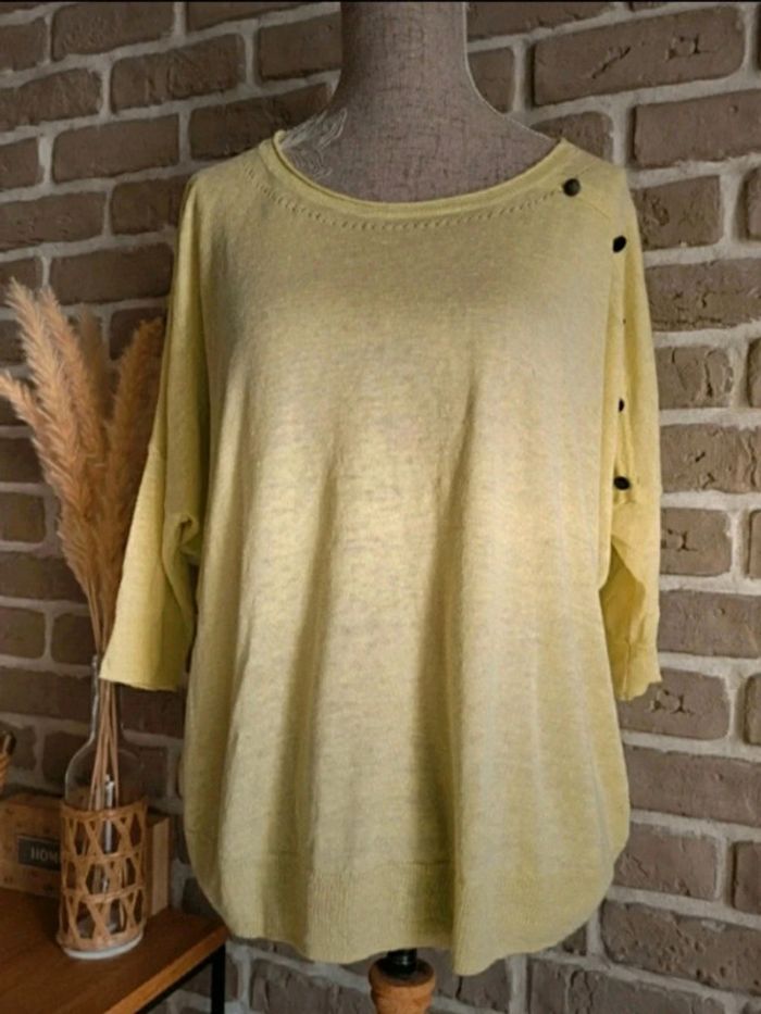 Pull léger en lin jaune vert anis La Redoute S 36 - photo numéro 8