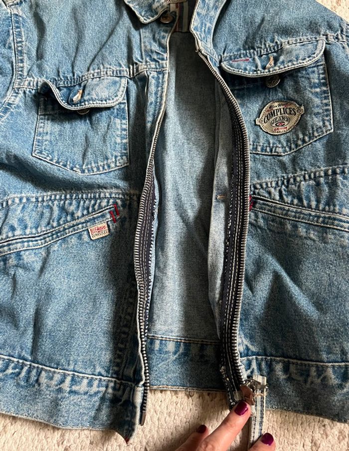 Veste jeans denim courte 90s grunge back to school y2k annees 2000 - Taille S - photo numéro 10