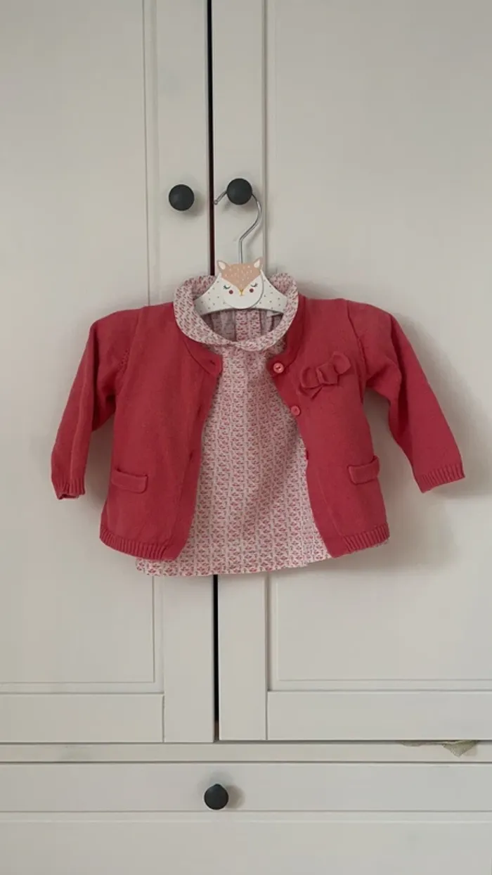 Ensemble Gilet Cyrillus et Blouse Boutchou 3 mois