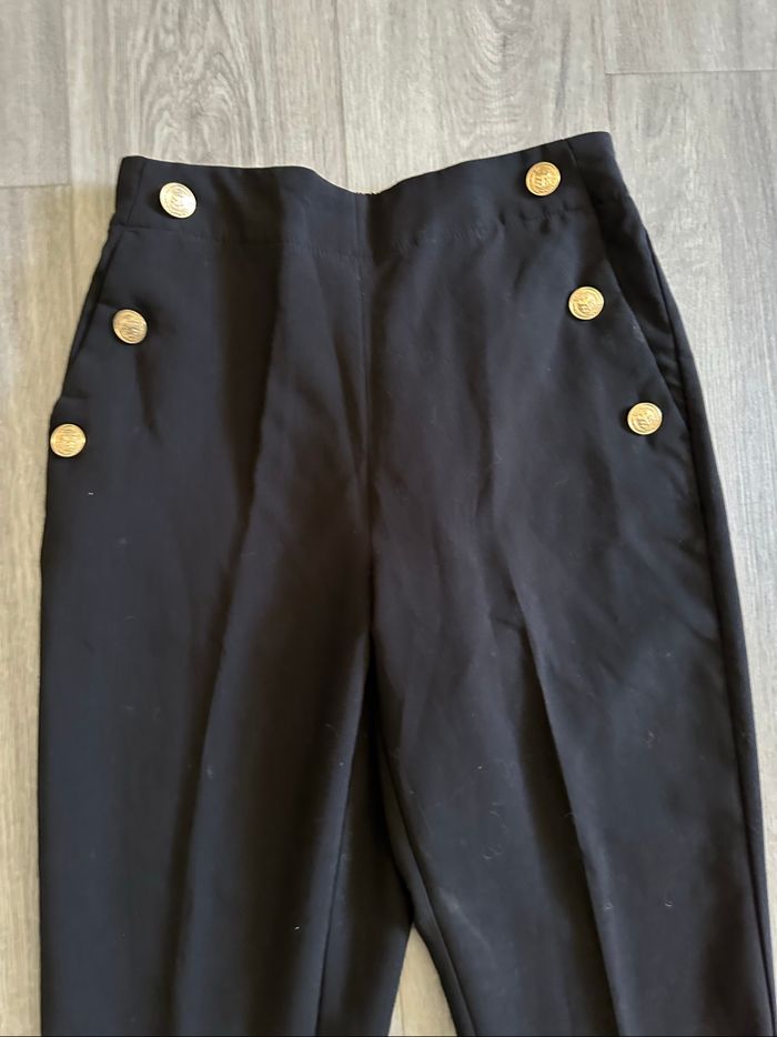 Pantalon taille haute noir et doré Zara T38 M - photo numéro 2