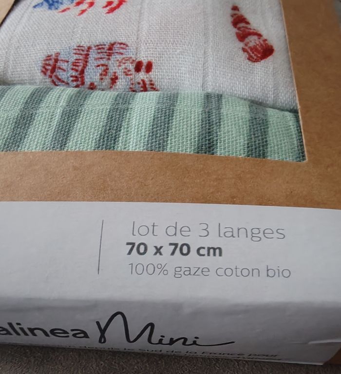 Lot NEUF 3 langes bb 100%coton bio