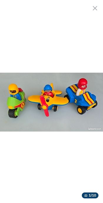 123 playmobil lot de 3 véhicules + pilotes