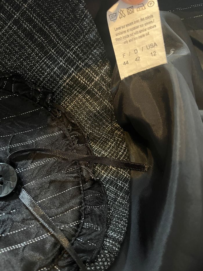 Ensemble habillé Julie Guerlande – Veste & pantalon gris foncé à motifs, taille 44 - photo numéro 5