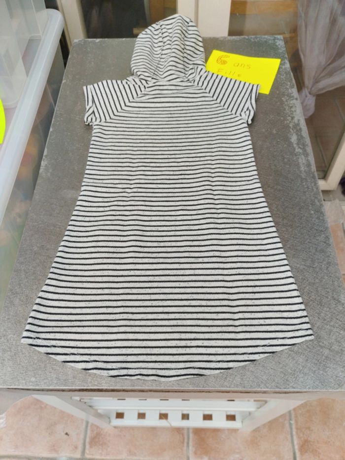 Robe manches courtes avec capuche 6 ans fille Orchestra gris et noir rayé - photo numéro 6