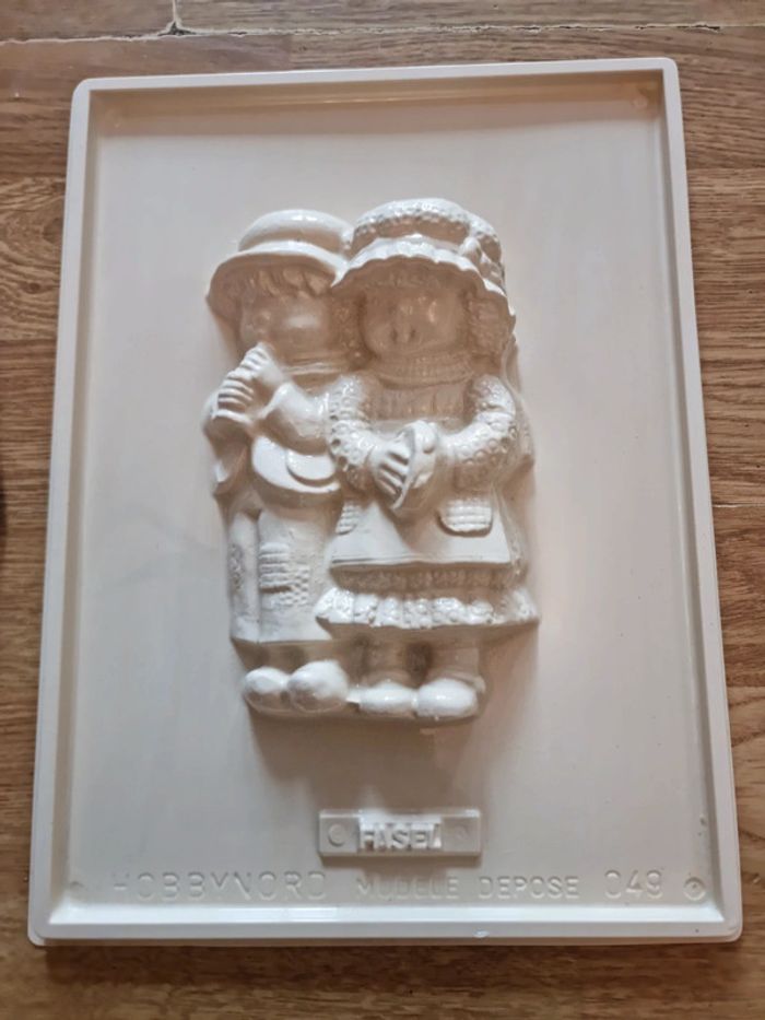 Moule couple d'enfants vintage pour peinture