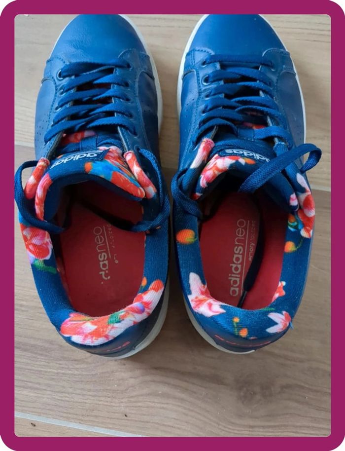 chaussures basket adidas bleu marine à fleur taille 38 - photo numéro 3