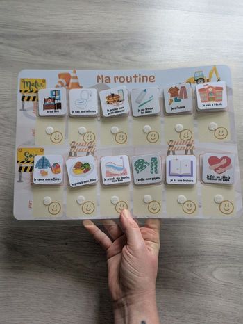 Tableau de routine enfant matin et soir super engin de chantier rituels quotidiens