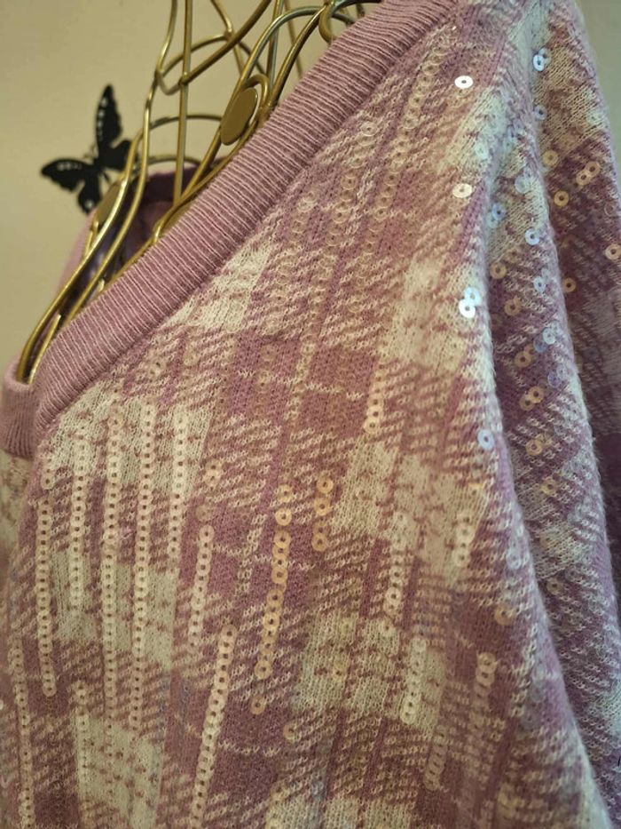 Pull à carreaux & sequins - photo numéro 3