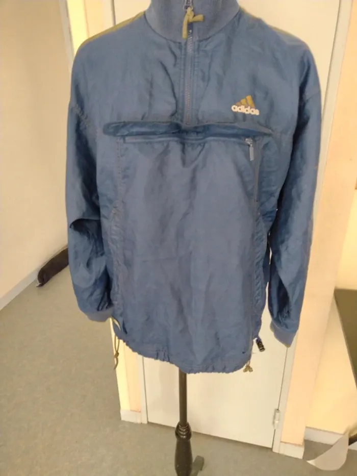 Veste Adidas vintage coupe-vent bleu – Taille L - photo numéro 3