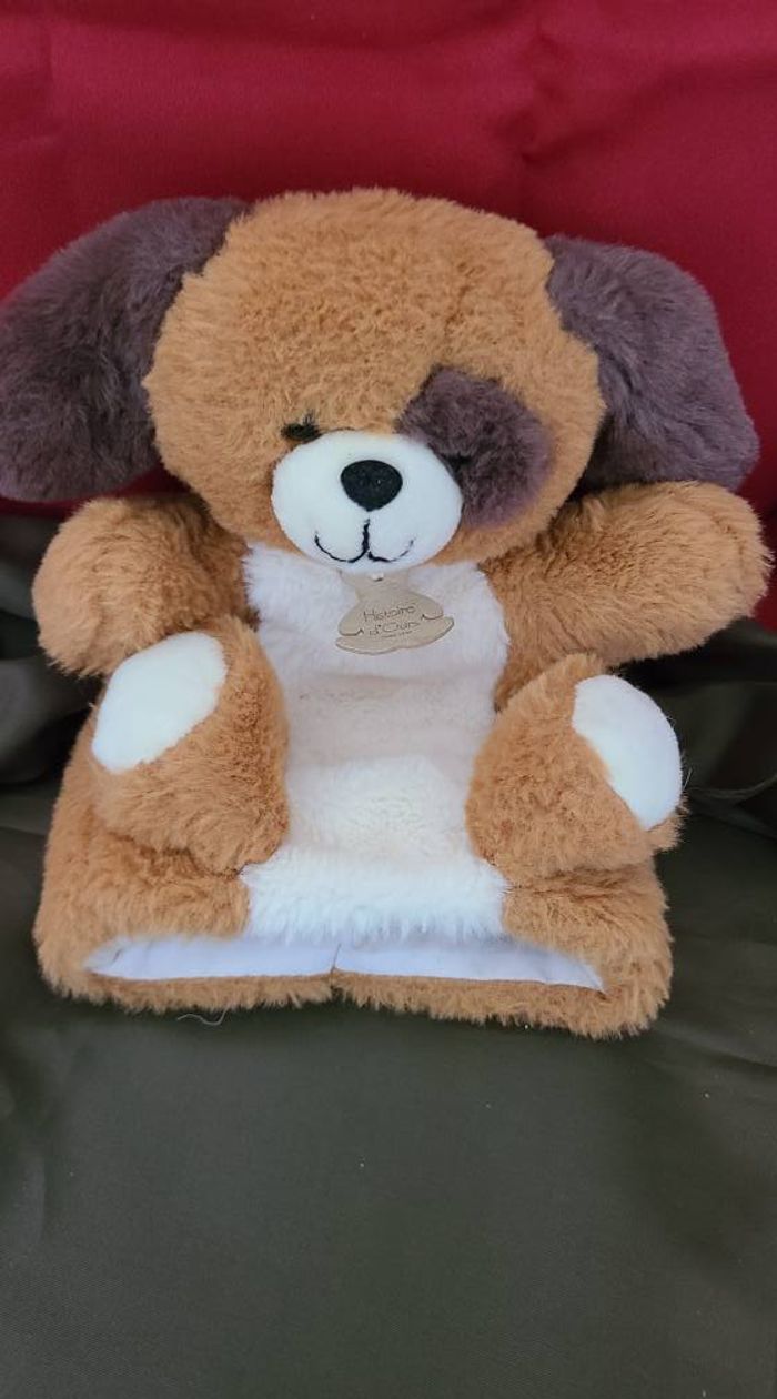Doudou Marionnette Chien HISTOIRE D'OURS Beige Brun Blanc Marron