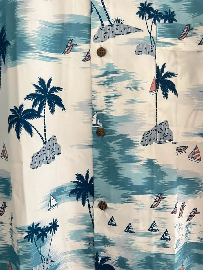 Chemise hawaïenne bleue motif palmier & bateau – look tropical taille XXL - photo numéro 2