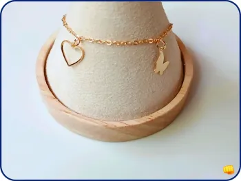 Bracelet papillon et cœur doré tendance chic été