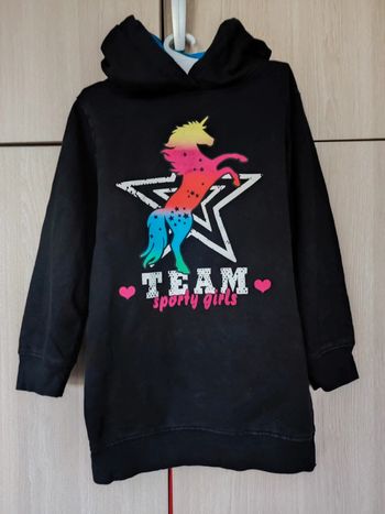 Sweat noir capuche licorne 8 a 9 ans BPC