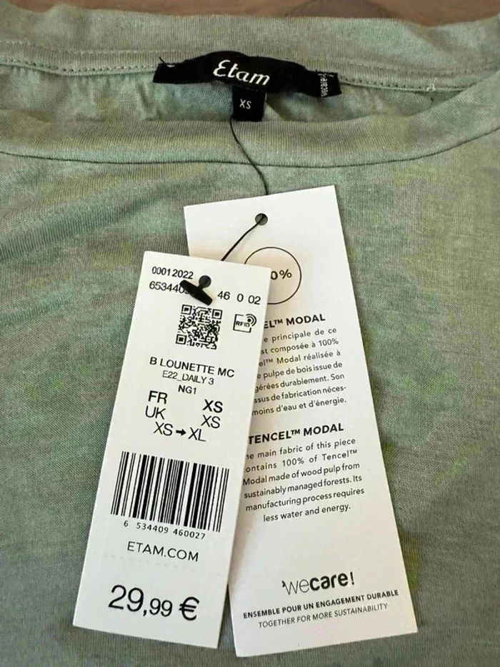 Body Etam Vert Sauge - Modal & Tencel - Neuf avec Étiquette ! - photo numéro 2