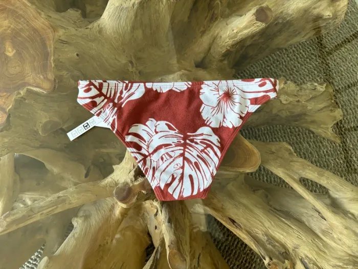 Bas de maillot de bain Roxy femme tropic fleur feuille marron blanc - photo numéro 3