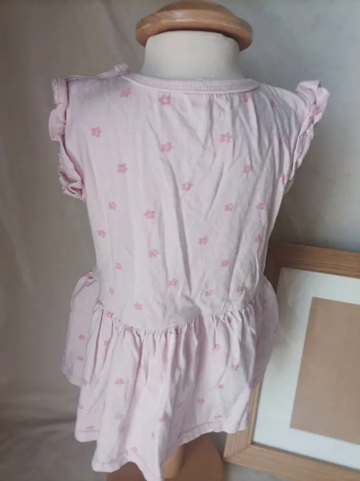 Robe manches courtes rose à fleurs Zeeman fille 12 mois - photo numéro 3