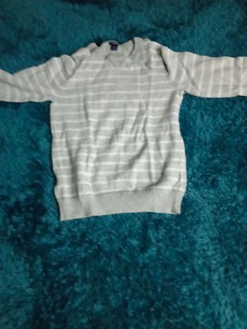Pull marin laine gris blanc Kiabi 6 ans