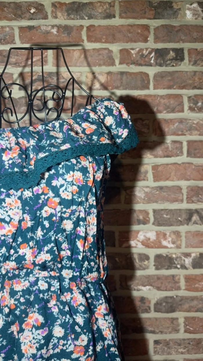 Robe verte à fleurs une épaule pimkie taille S/36 - photo numéro 3