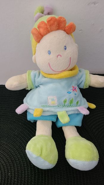 Doudou garçon lutin bleu avion Nicotoy