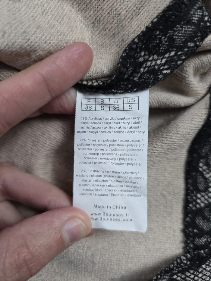 Robe Fourreau 3 Suisses Dentelle Noire / Grise T.38 (taille petit 36) - photo numéro 4