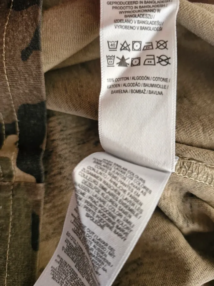 T-shirt manches courtes garçon 2-3 as Primark Treillis Kaki, beige, coton - photo numéro 4
