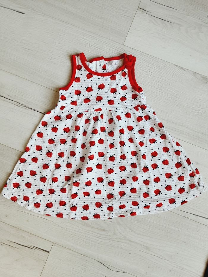 Vêtement bébé fille robe blanche fraises rouges Orchestra 18 mois
