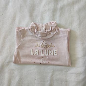 Sous-pull bébé fille 3 mois Grain de Blé rose col roulé