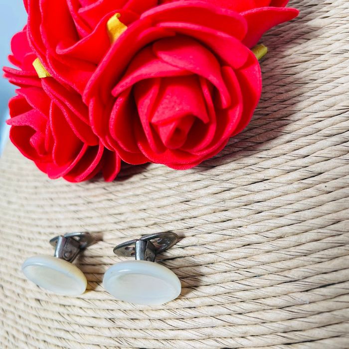 🔥 Boutons de manchette chic et raffiné . Vintage. Nacre véritable - photo numéro 7