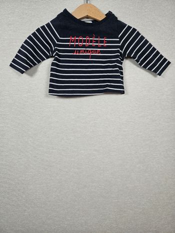 T-shirt manche longue a rayures tape à l'œil 3 mois 59 cm