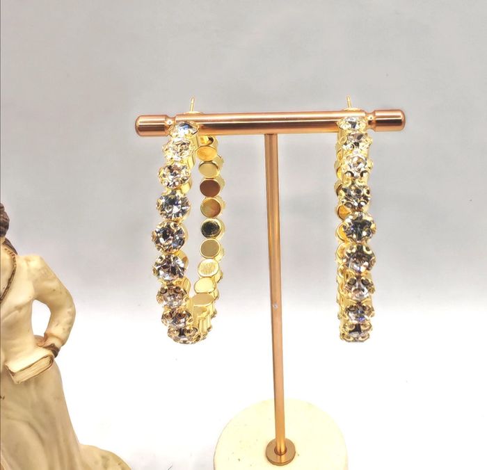 Boucles d'oreilles créoles strass - photo numéro 3
