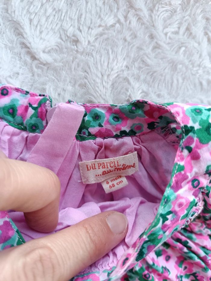 Ensemble 3 pièces (robes+boomer+bandeau) Fille 6 mois Fleurs Dpam 100% coton - photo numéro 7