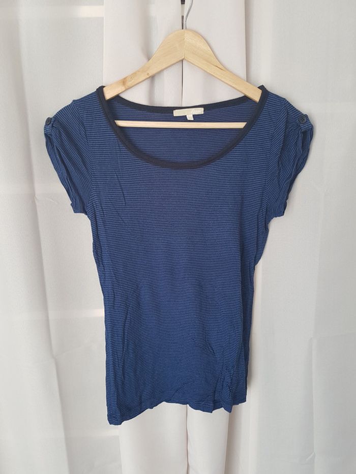 T-shirt rayé bleu marine noir etam