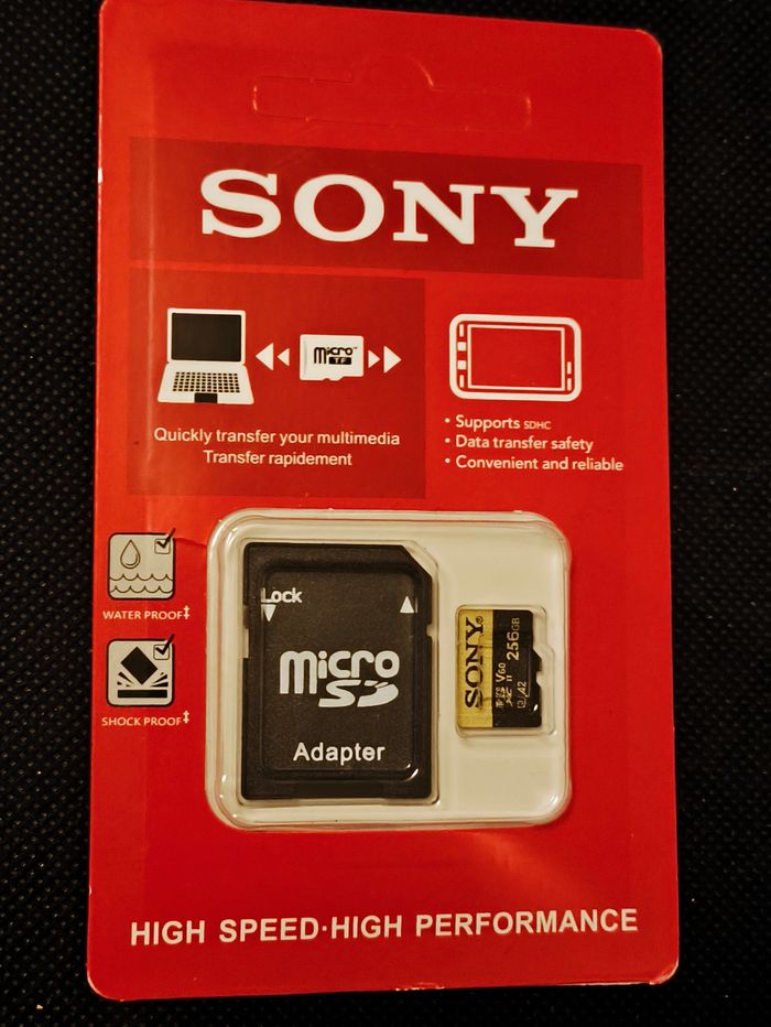 Carte Micro SD 256GB Sony - NEUVE avec Adaptateur - pour tablette # téléphone # switch ordinateur
