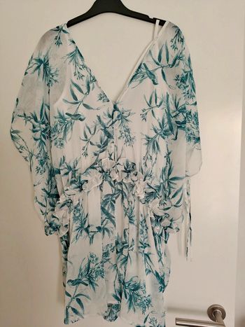 Combishort en deux parties blanche à fleurs turquoises Asos Taille 38