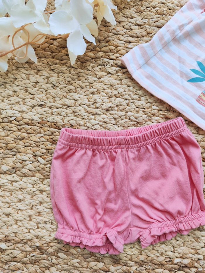 Ensemble été fille short et tee-shirt toucan 6 mois - photo numéro 3