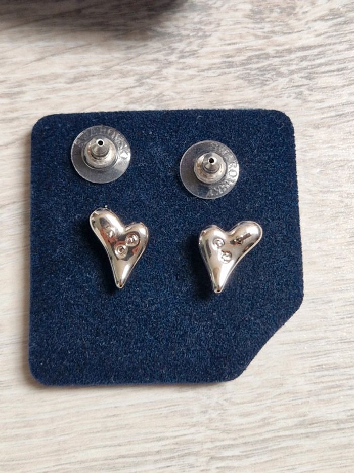 Magnifiques boucles d'oreille neuves Swarovski cœur pavé argent - photo numéro 4