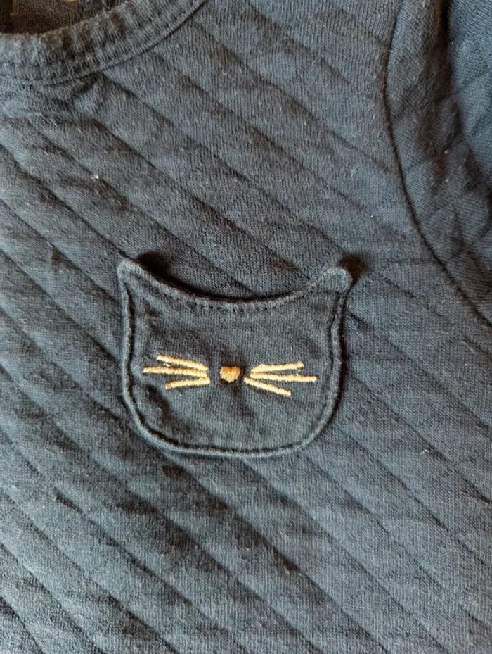 Pyjama matelassé bébé 6 mois Kiabi #chaud #molleton #chat #pyjama - photo numéro 4