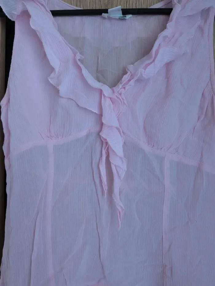 Top Rose Pâle Volants H&M Taille 40 - photo numéro 3