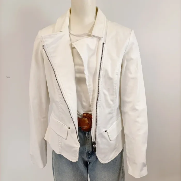Veste blanche printemps/ été élégante -  Xanaka taille 42 - zip style perfecto A1539 - photo numéro 11