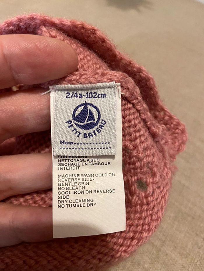 Bonnet rose en laine Petit Bateau 2/4 ans - photo numéro 5