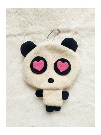 Porte-monnaie fille panda en tissu bouclette