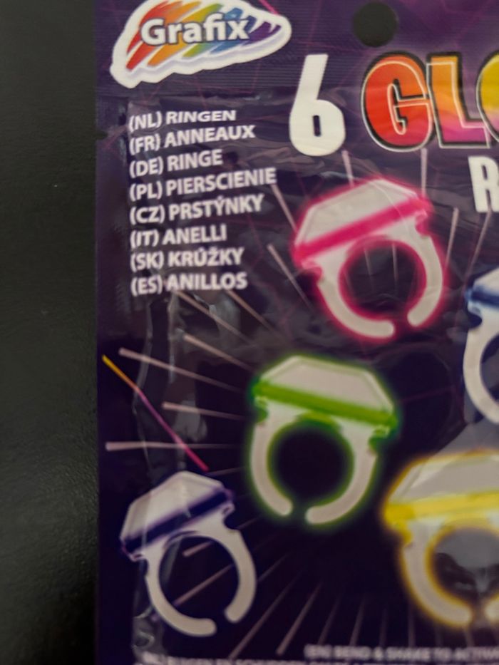 Lot 6 bagues fluorescentes - photo numéro 3